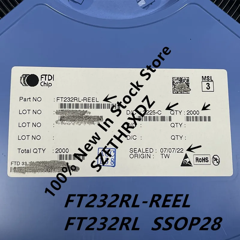 100% NEW ORIGINAL FT232RL-REEL SSOP-28 FT232RL SSOP28 Single chip USB to asynchronous serial data transfer interface