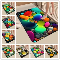 Colorful Stone Pattern Bath Rug Super Absorbent Carpet for Shower Room Entrance Kitchen Quick Drying Foot Mats Home Bedroom Deco