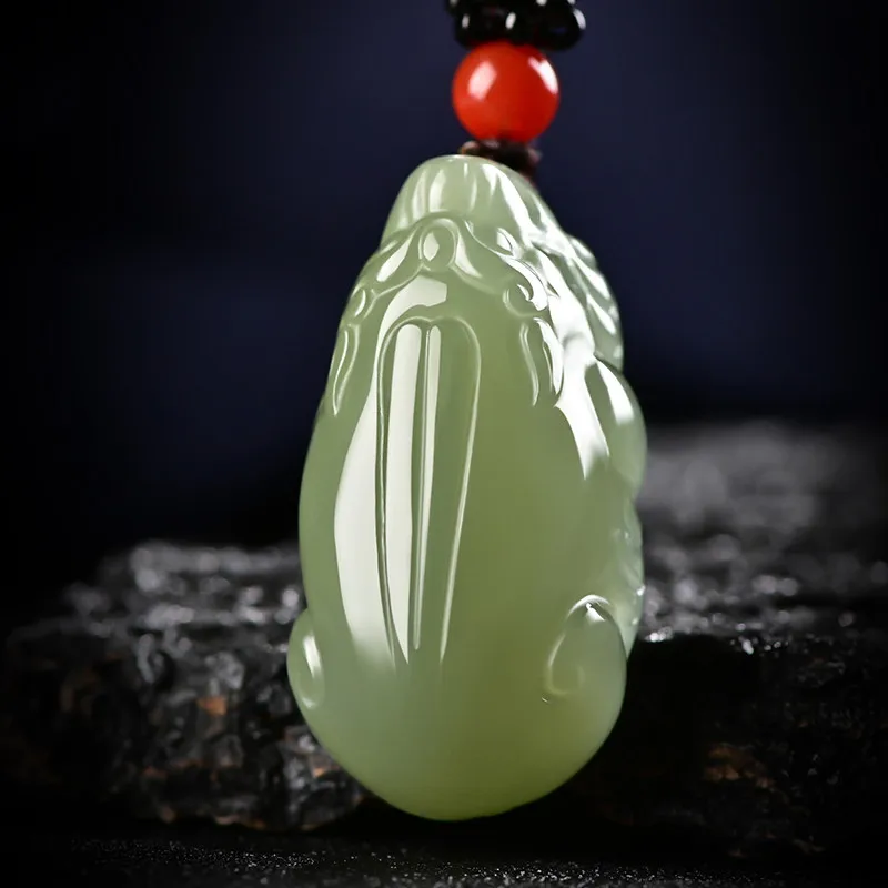 

Fine Jewelry Natural Hetian Nephrite Jade Qingyu Pixiu Handmade Carving Qinghai Jade Pendant
