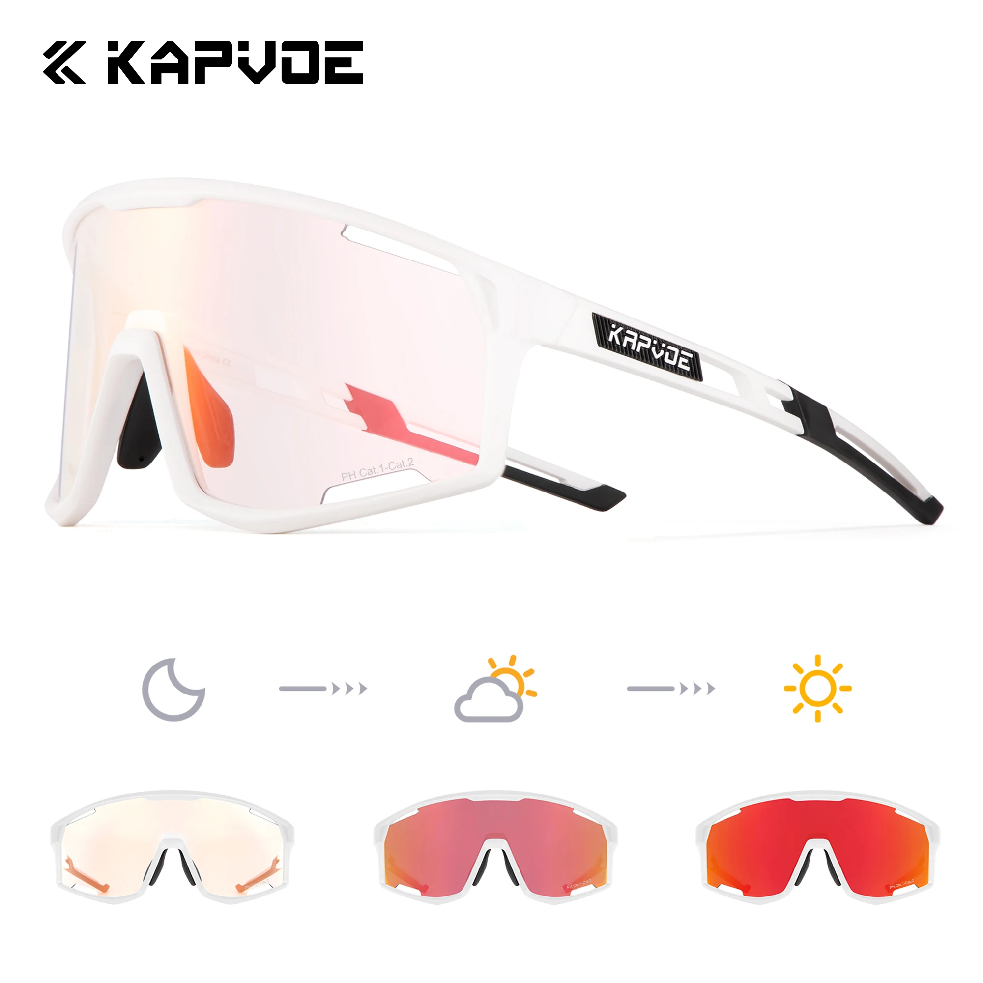 

Kapvoe 2026 Photochromic Men's Cycling Sunglasses Hiking Eyewear MTB Bike Bicycle Glasses UV400 Running Camping Goggles Women