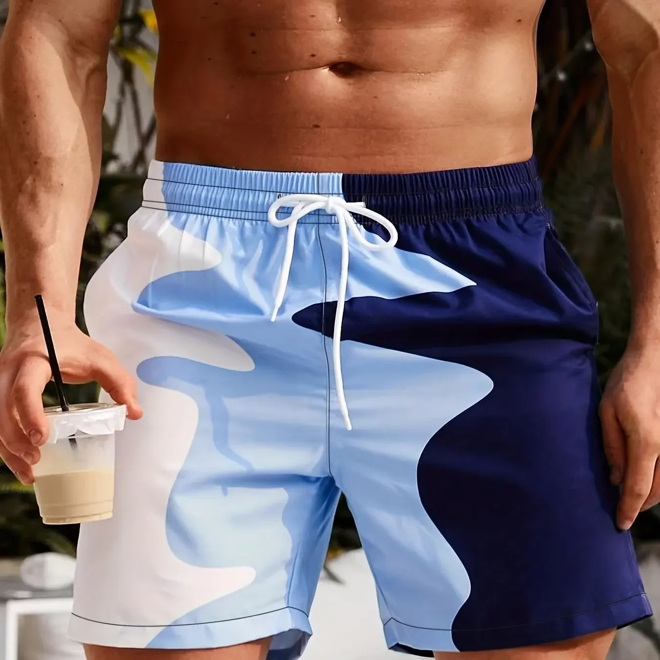 2024 Summer Fashion Men\'s Swimwear Shorts Print Beach wear Men Women Breathable Sport Short Drawstring Trunk Quick Dry Shorts