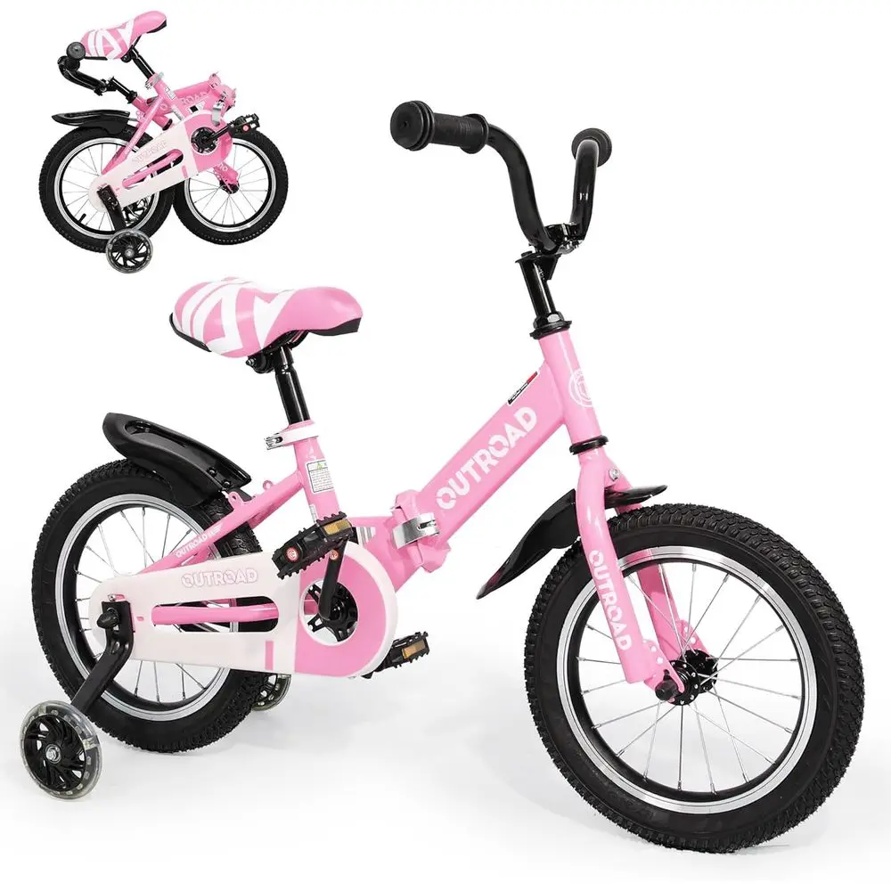 

Children's Classic Bike, 14-18 Inch, Suitable for Ages 3-9, with Training Wheels, Multiple Colors