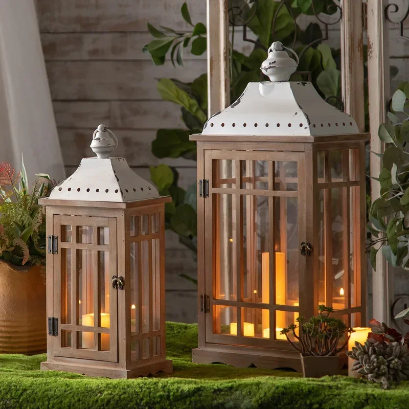 Garden wrought iron windproof and rainproof candlestick wind lamp small ornament