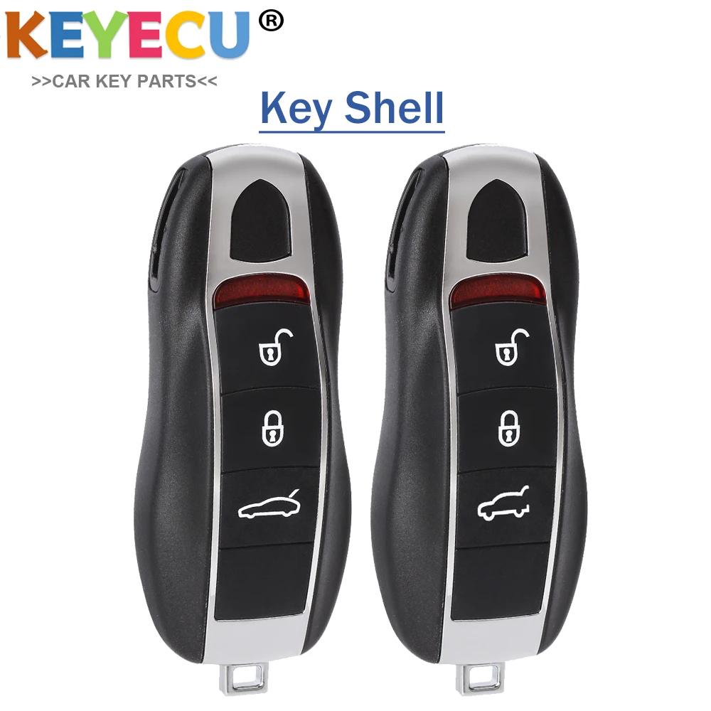 KEYECU Smart Remote Key Shell Case For Porsche 718 911 Panamera Cayenne 2017 2018 2019 2020 Porsche 3 Button Fob Car Key Cover