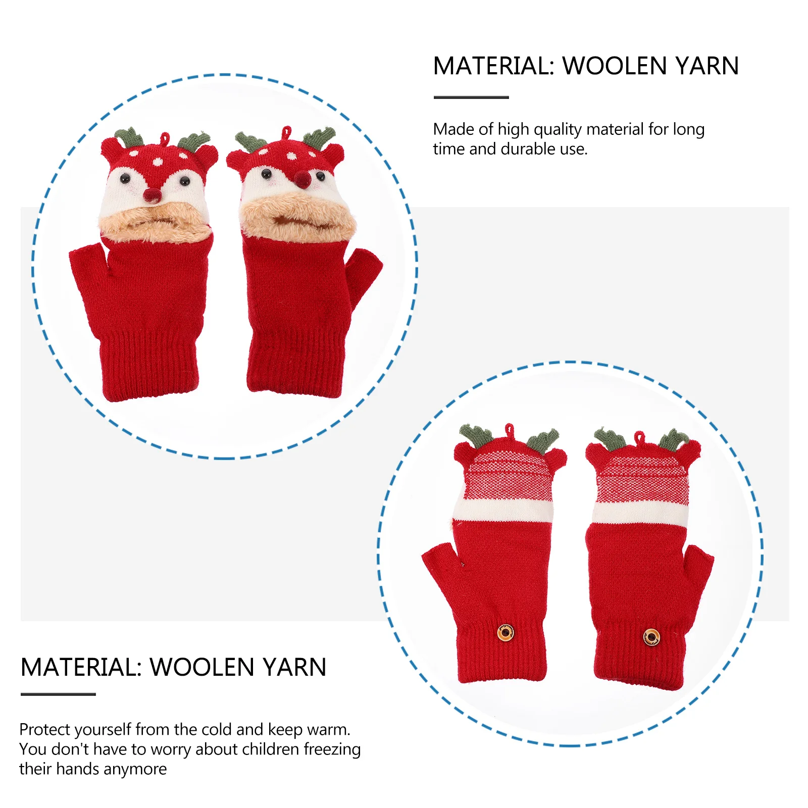 

1Pair Warm Kids Gloves Half-Finger Windproof Winter Outdoor Comfortable Durable Breathable Gloves Suitable for Boys Girls