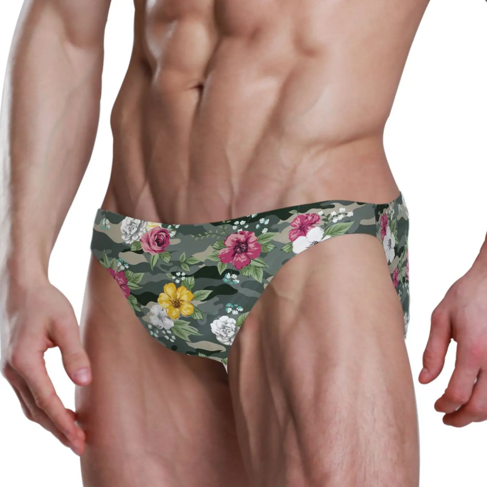 Sexy Men Swimwear Polyester Quick Dry camouflage Swimming Briefs Gay Low Waist Swimsuits Beach Pool Spa Triangle swim trunks