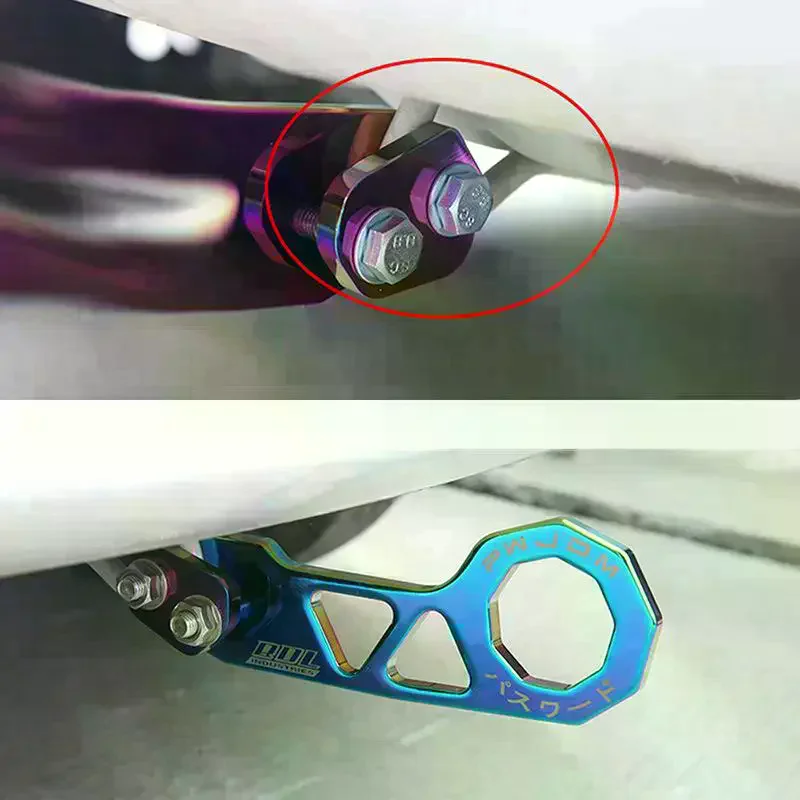 1 Set Universal Aluminum Alloy Rear Tow Hook Racing Rear Tow Hook Rhombic Towbar Towing Tools For Civic Fit Jazz Gk5