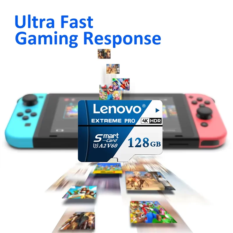 Tarjeta Micro SD Lenovo de 1 TB, 512 GB, tarjeta SD de alta velocidad de 256 GB, 128 GB, tarjeta TF UHS-I, tarjeta de memoria impermeable para cámaras de salpicadero, sistemas de videovigilancia y Nintendo Switch.