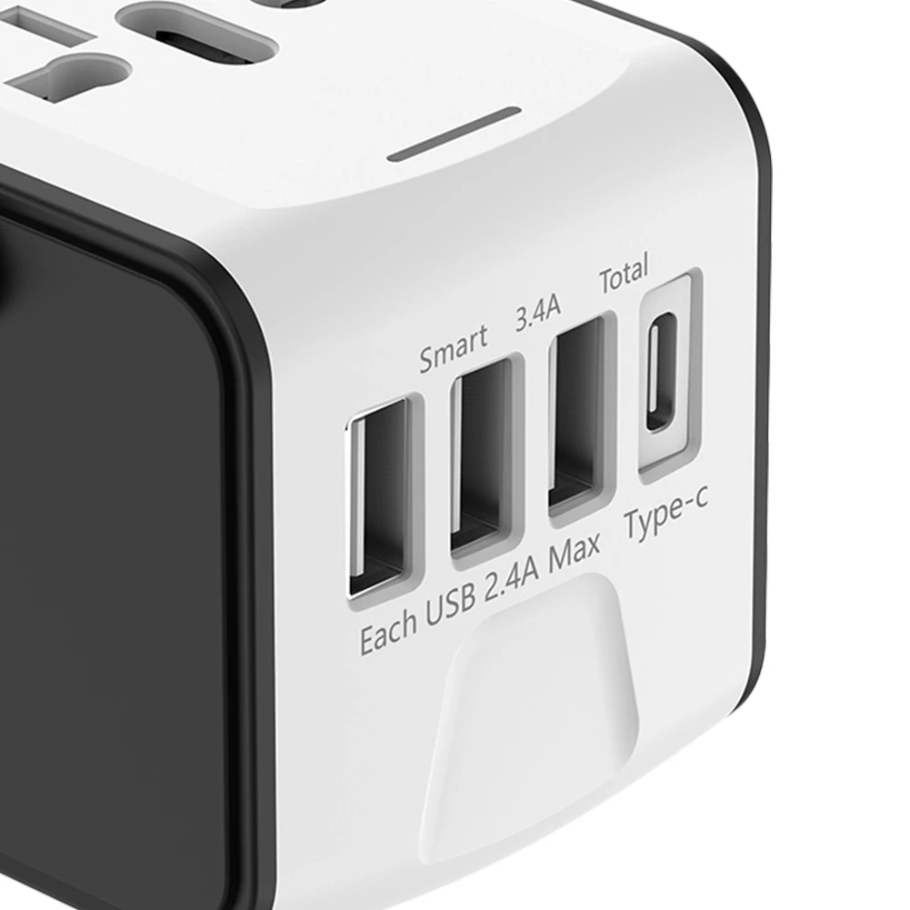 محول السفر العالمي 100 فولت-250 فولت التيار المتناوب التيار المتناوب محول القابس الطاقة 3 USB و 1 نوع C منافذ للولايات المتحدة الأمريكية الاتحاد الأوروبي المملكة المتحدة الاتحاد الأفريقي الهاتف الخليوي المحمول #5