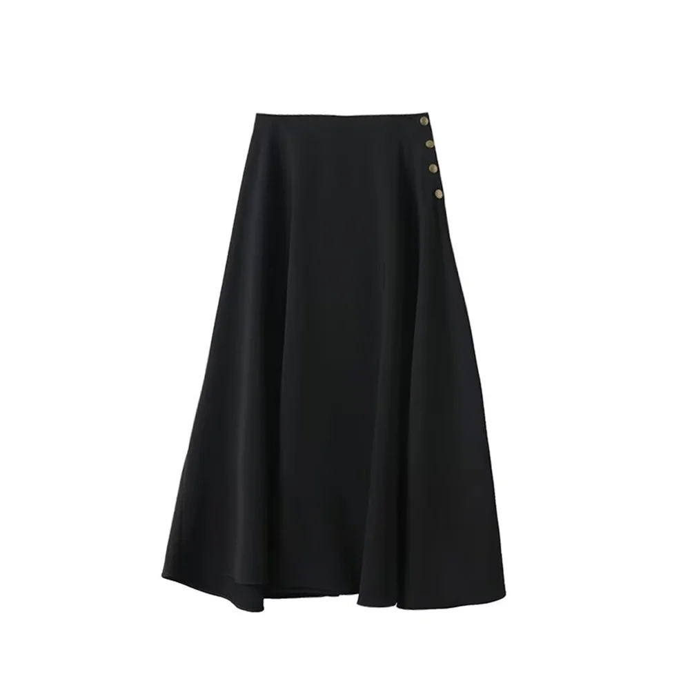 

Autumn and winter new women's clothing minimalist temperament commuting style buckle half body trumpet skirt