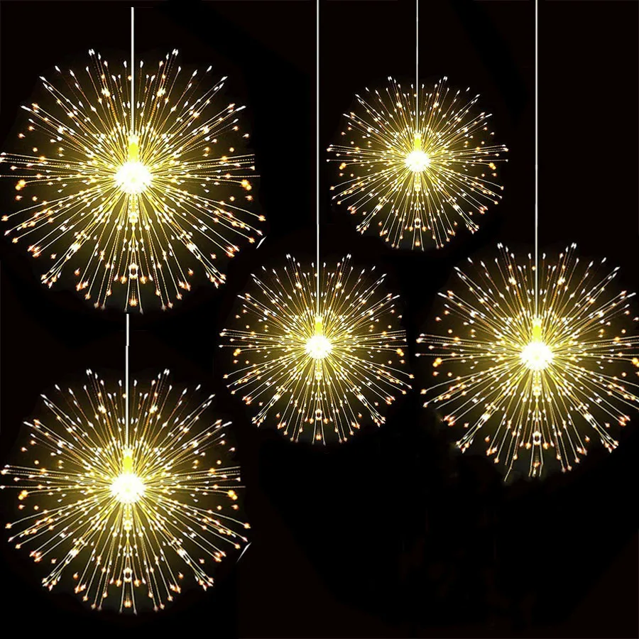 Christmas Firework Hanging Lights, Starburst Garland, Fairy String Lights, Exterior, Casa, Jardim, Quintal Decor, 1200LEDs, 10 em 1