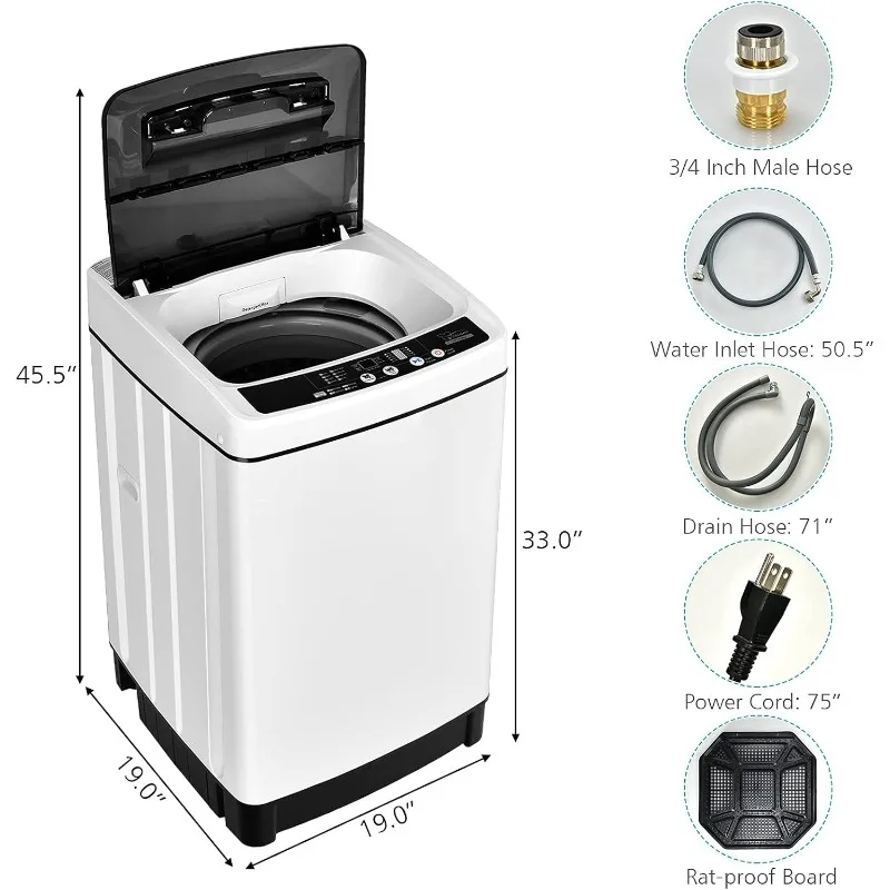 Giantex Full Automatic Washing Machine, 2 in 1 Portable Laundry Washer 1.5Cu.Ft 11lbs Capacity Washer