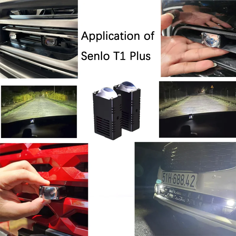 SENLO Mini Driving Light LED Projector Lens Motorcycle Headlight ATV Scooter Dual Color Super Bright Moto Fog Light Accessorie