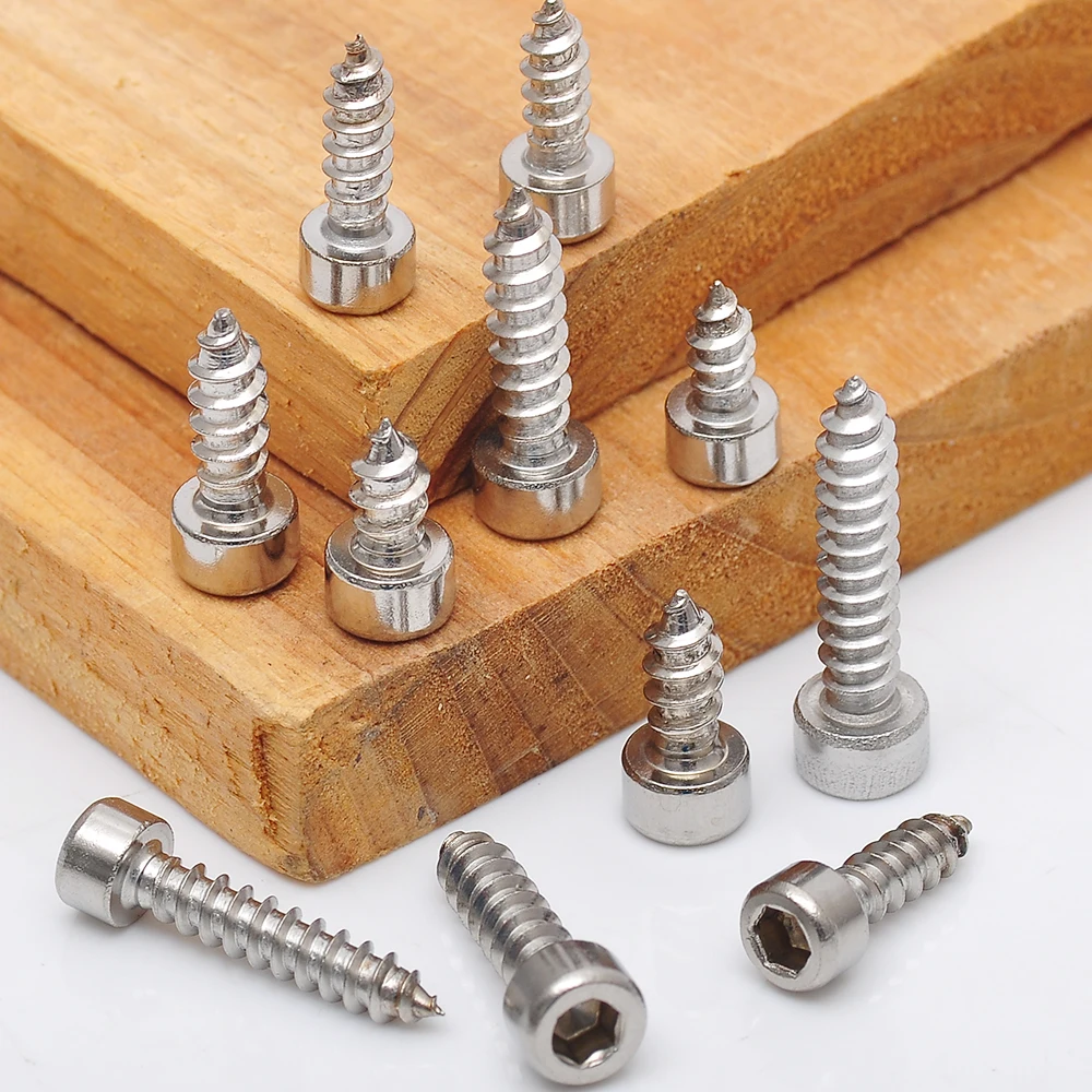20/55pcs M2 M2.6 M3 M4 M5 M6 Hexagon Hex Socket Cap Head Self Tapping Screw Stainless Steel Allen Tapping Screw for Speaker