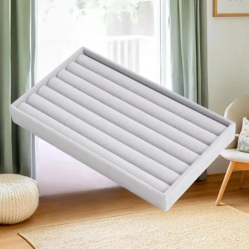 แท่นวางเครื่องประดับกำมะหยี่ 1 ชิ้น สำหรับต่างหู สร้อยคอ แหวน กำไลข้อมือ พร้อมถาดใส่เครื่องประดับสีทอง