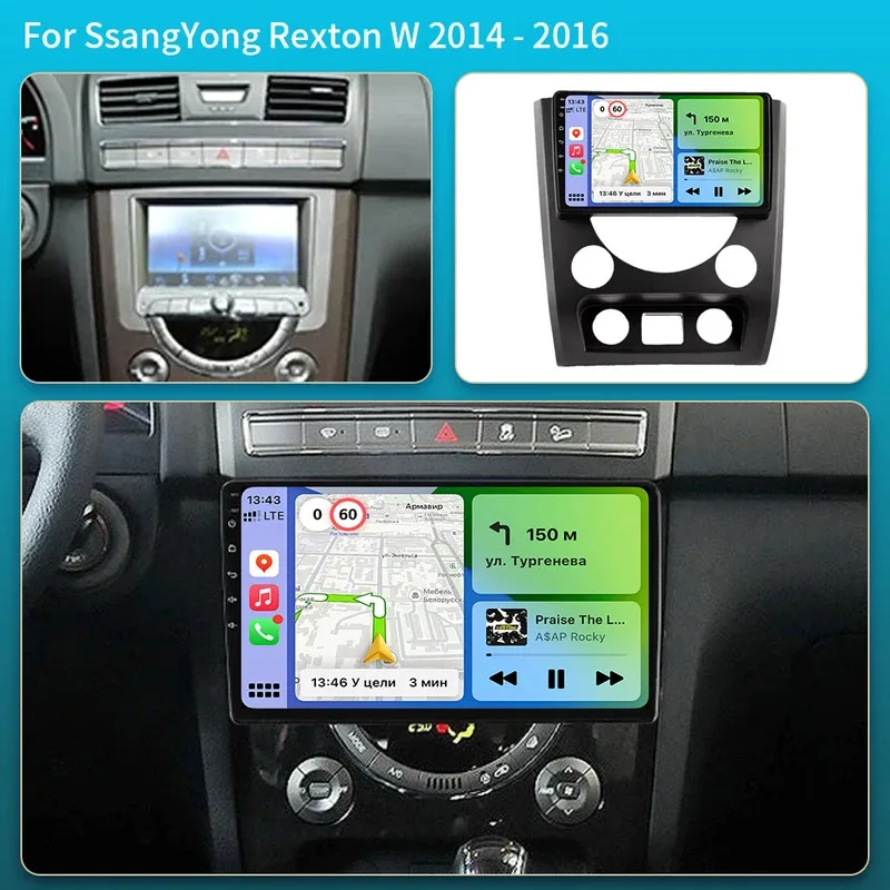 Android Multimedia Video Player Navigation System for SsangYong Rexton W Y290 III 2012-2017 with Android Auto And Carplay