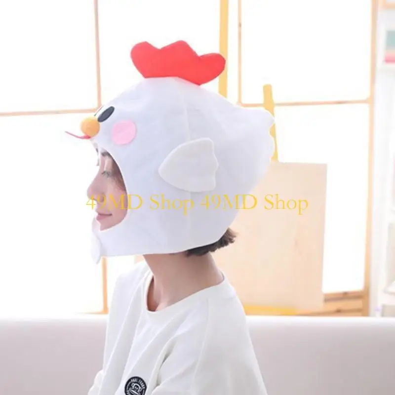 49MD Novelty Funny Cartoon Chicken Animal Plush Hat Stuffed Toy Full Headgear Cap Cosplay Costume Festival Party Photo Props