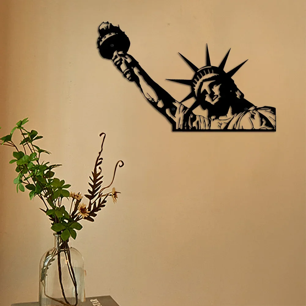 New York Statue of Liberty Metal Wall Hanging Decoration Door Scene Interior Decor Hanging Indoor Home Decor, 11.8x7.28inches