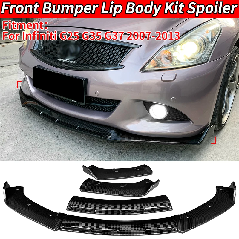 

Car Front Bumper Splitter Lip Spoiler Diffuser Guard Body Kit Infiniti G25 G35 G37 2007-2013 Gloss Black Accessories