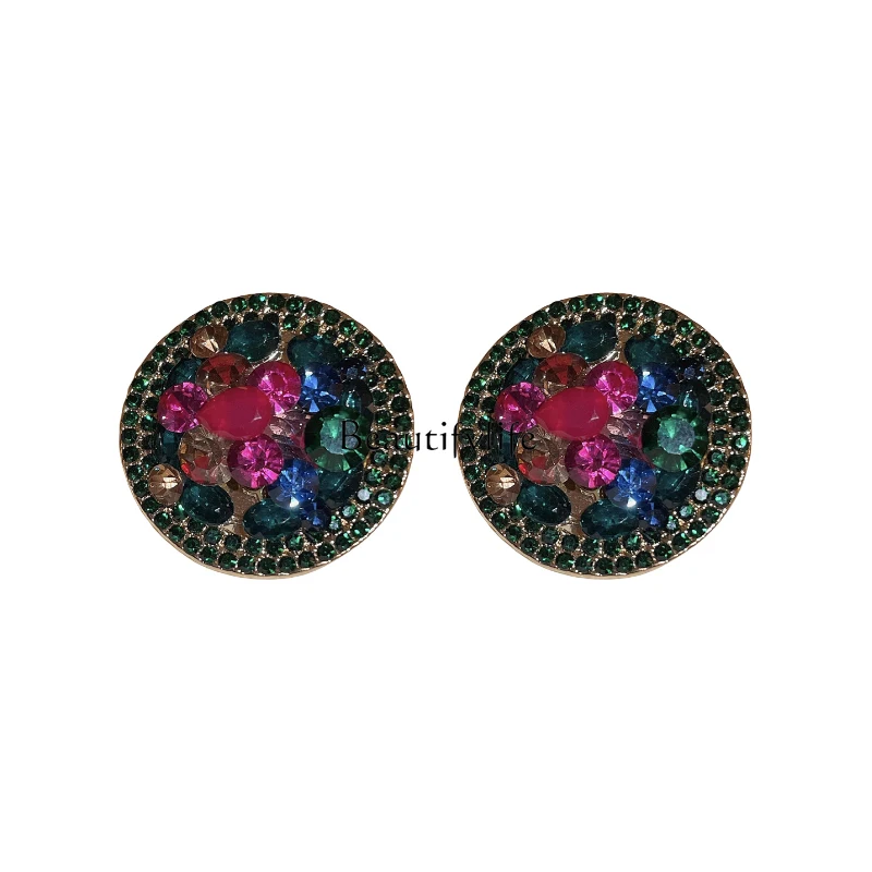 

Round Ear Clip Earless Elegant Socialite Diamond Light Luxury Small Exquisite French Retro