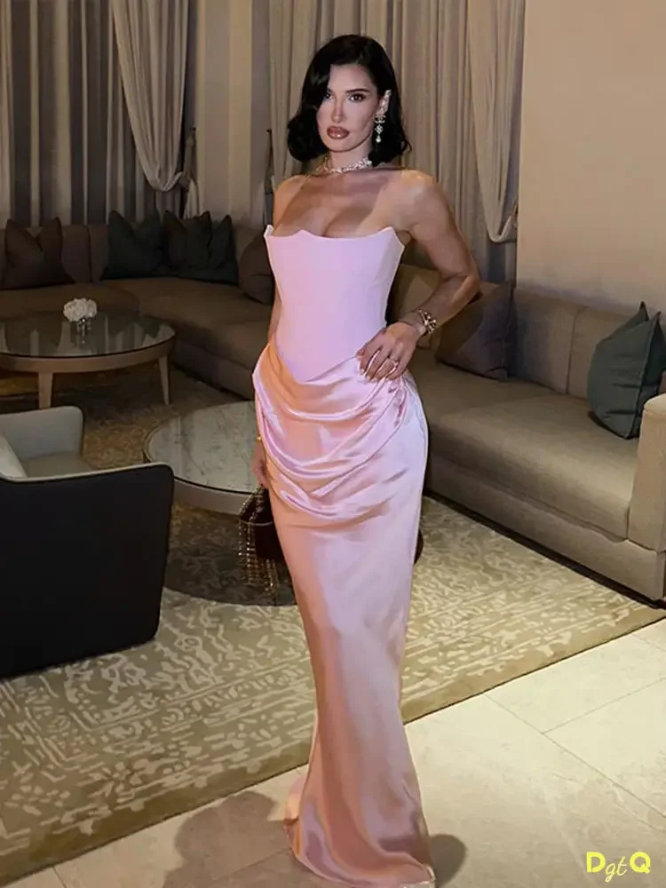 

Sexy Long Dress Women Elegant Off-shoulder Strapless Hip Package Female Vestidos Vintage Slim Fit Ladies Evening New Year Gown