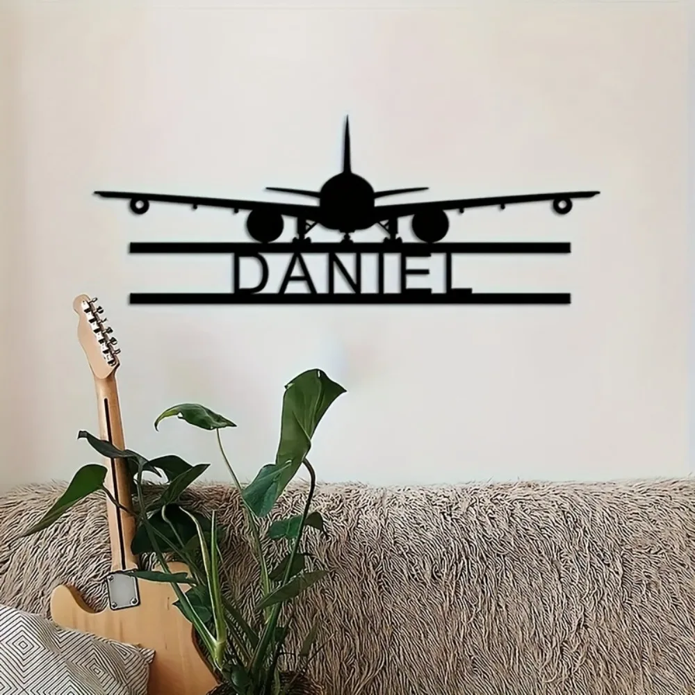 Personalized Name Airplane Metal Iron Plaque Vintage Aircraft Decor Easy Hang No Power Wall Art For Hangar Pilot Father's Day Gi