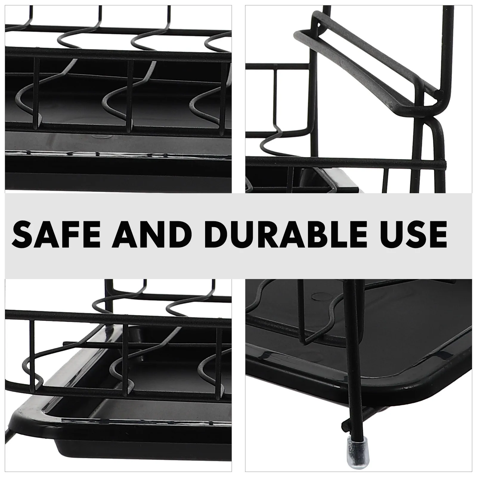 

1Pcs Double-Deck Plate Storage Shelf Black Kitchen Rack Vertical Draining Multi-Functional Sink Organizer