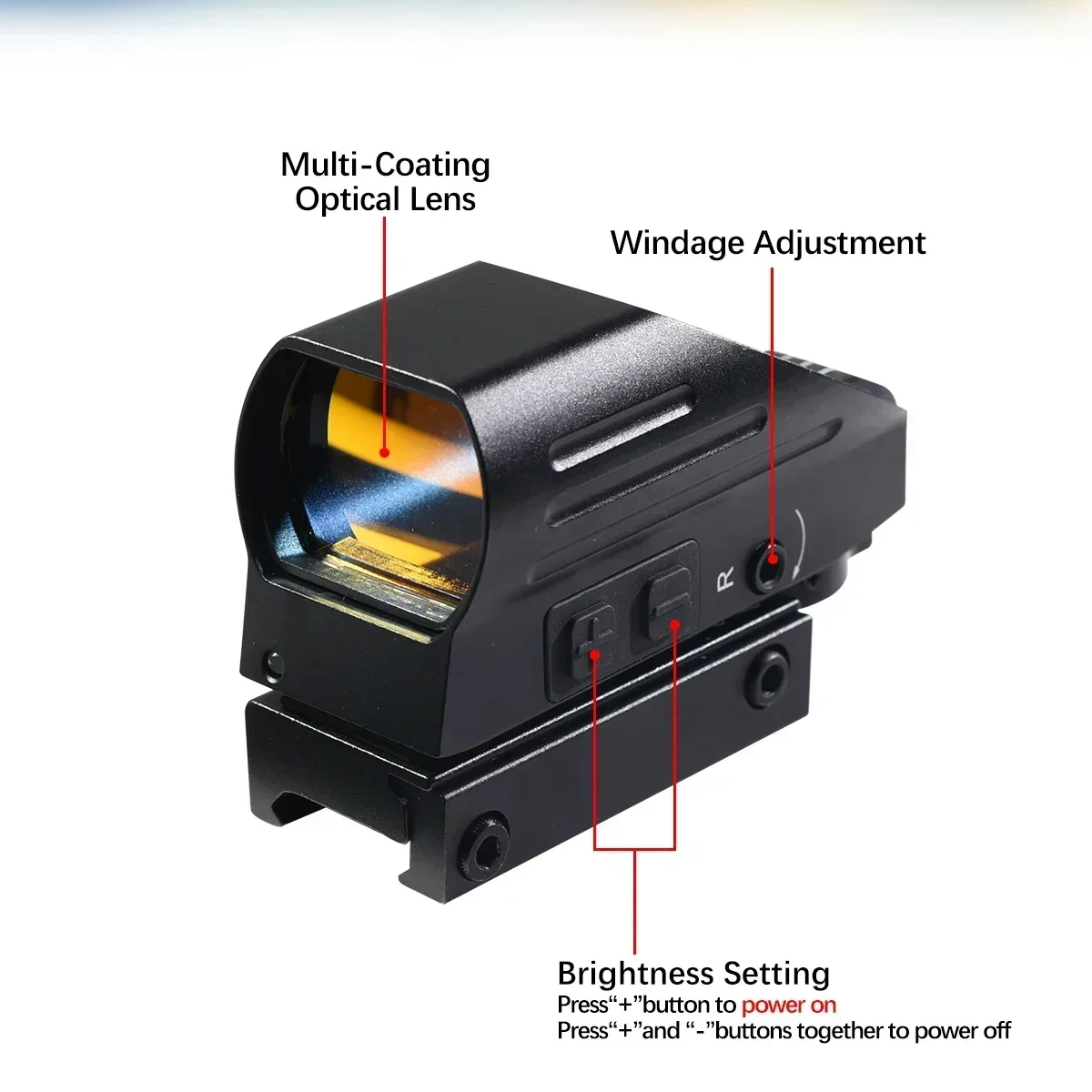 HD103R Red Dot Sight WithType-C USB Rechargeable Sight 4 Reticle Optics Red Dot Scopes Airsoft Hunting Tactical Rifle Scope