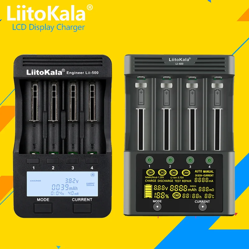 

LiitoKalaLii-500S Lii-PD4 Lii-S2 Lii-S4 lii-500 lii-PD2 lii-S8 18650 26650 1.2V 3.7V 3.2V Lithium-ion NiMH Battery Smart Charger