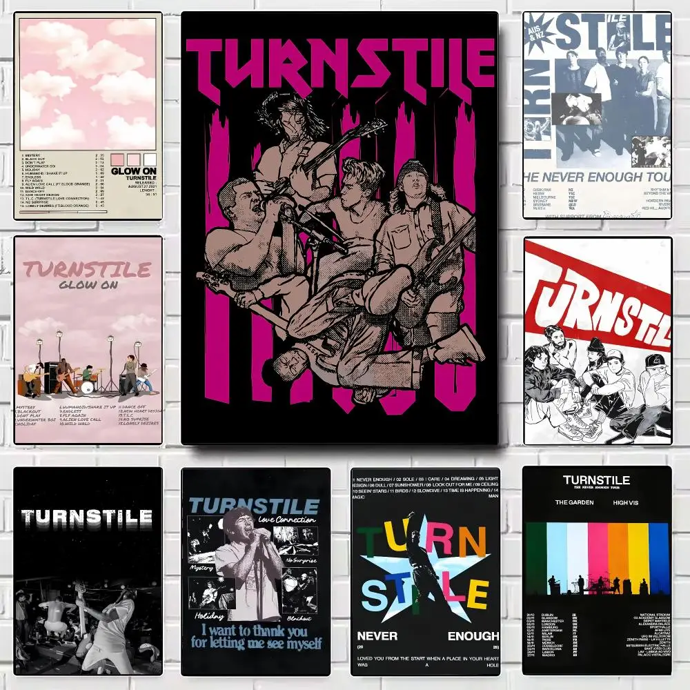 Hardcore Punk Band T-Turnstile Poster Self Adhesive Waterproof PP Wall Art for Modern Bedroom Living Room Decor