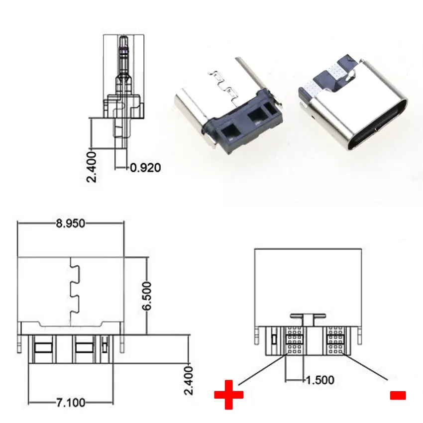 Cltgxdd 2/5/10PCS USB Type C Jack 90/180 Degree 2 Pin SMT Socket USB 3.1 Type-C Female Connector For Mobile Phone Charging Port - Image 5
