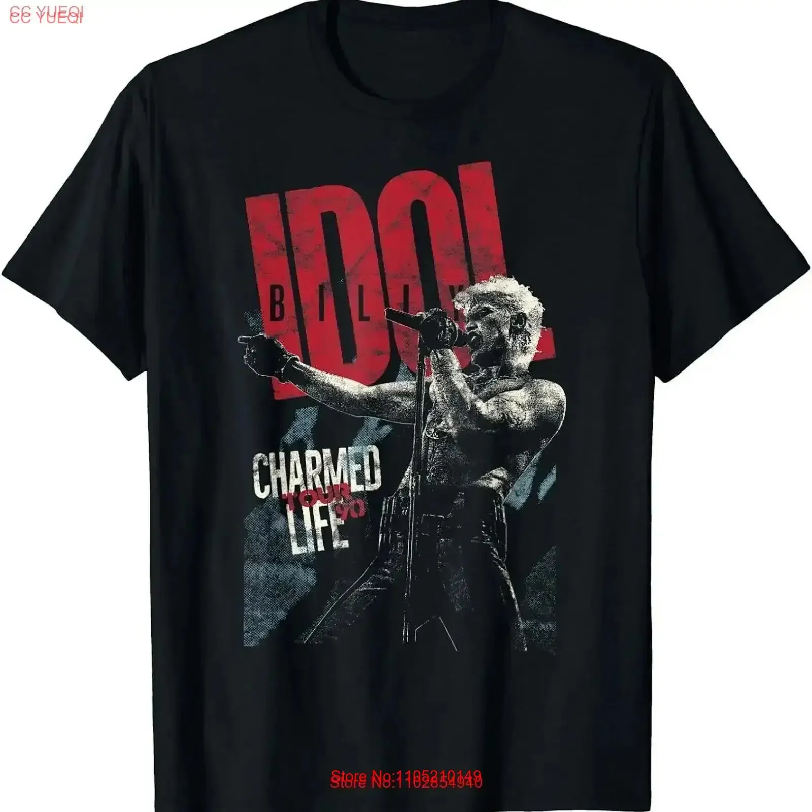 Billy Idol Charmed Life Tour 90s T Shirt For Fans Music Black S 3XL vintage Washed Stretched streetwear Stylish Versatile