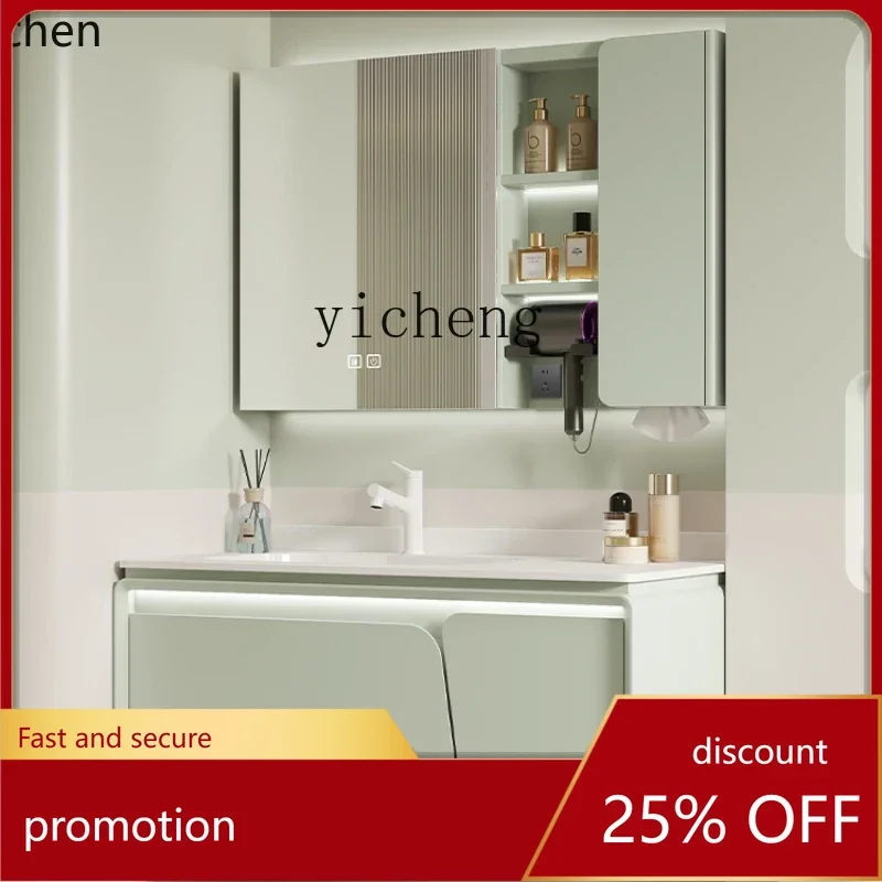 

HXL Bathroom Cabinet Combination Stone Plate Ceramic Seamless Basin Integrated Sink Wash Face Washstand