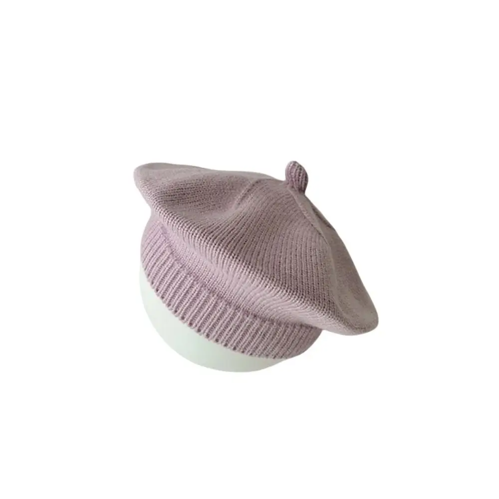 Knitted Baby Beret Hat Korean Warm Soft Kids Berets Autumn Winter Cute Painter Hat Boys Girls