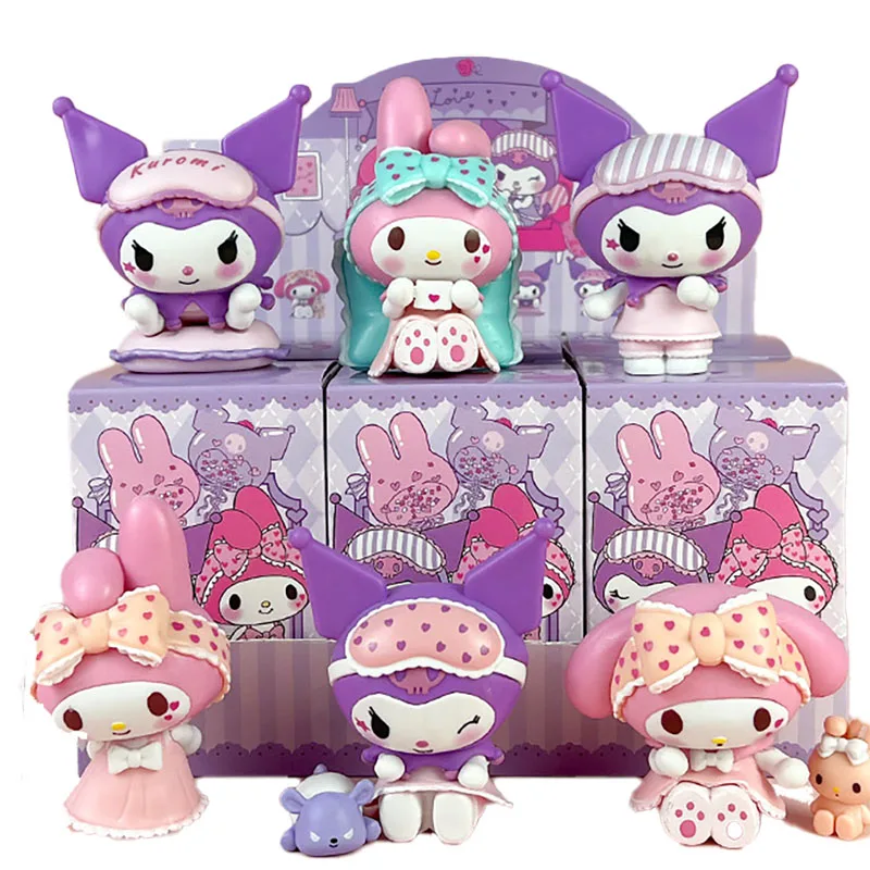 Kuromi Sanrio My Melody Blind Box Torba niespodzianka Lucky Pajamas Seria zabawek Śliczny model postaci Kolekcja dla fanów Zabawka