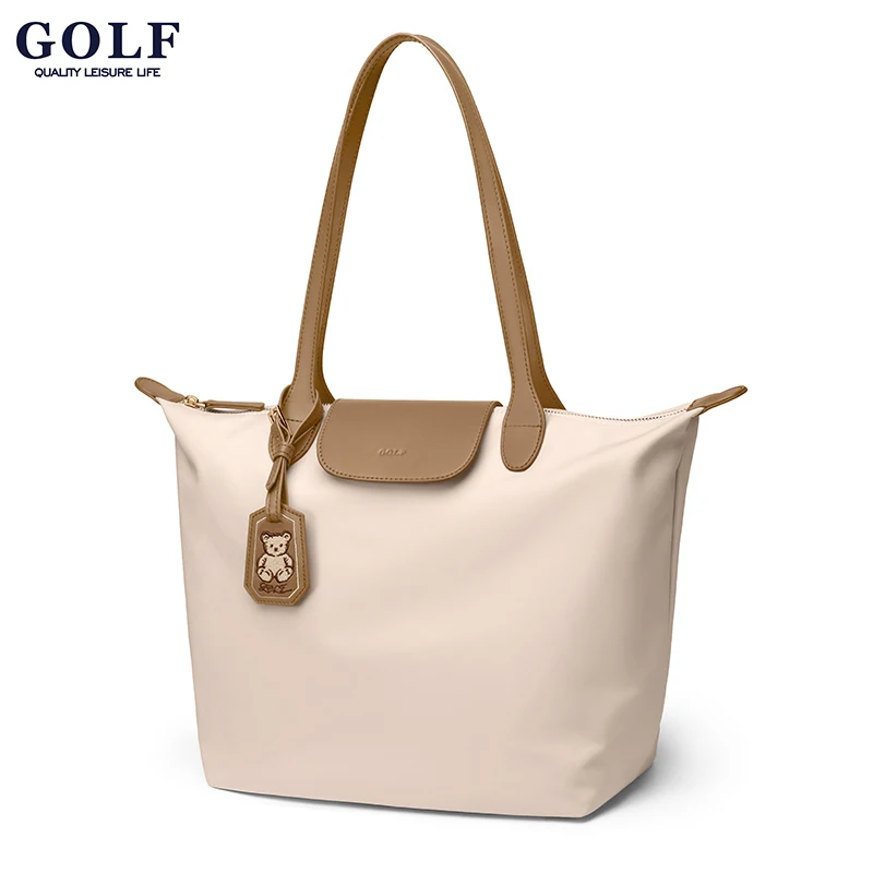 

GOLF QUALITY Large Capacity Waterproof Tote Bag Reusable Eco-Friendly Shopping Bag Crossbody Shoulder Bag for Travel Apricot