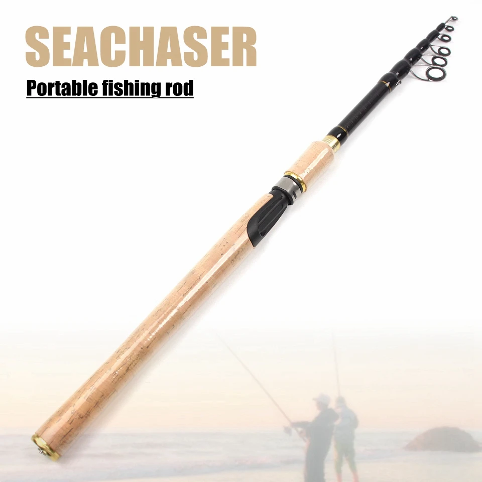 Caña de Pescar Telescópica Portátil de 2.1M 2.7M, Caña de Surfcasting Ultracorta de Carbono para Agua Dulce y Salada, Ideal para la Pesca