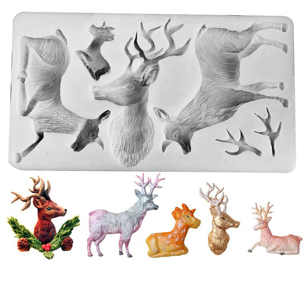 Elk Silicone Mould for Fondant Chocolate Candy Cake Decor Home Kitchen Baking Tool DIY Polymer Clay Forest Animal Theme