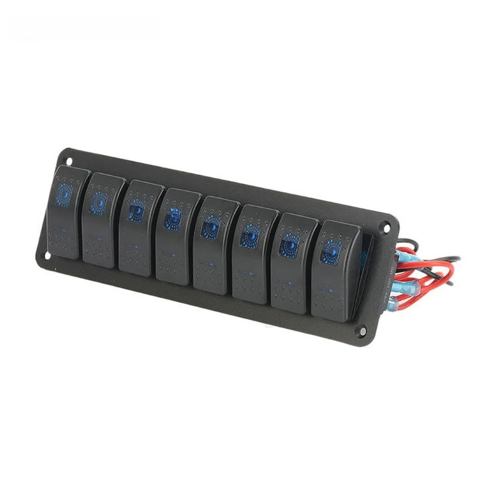 Waterproof 8 Way Rocker Switch Panel for Marine and Off Road Use with Dual LED and 5 Pin Terminal Block Connections
