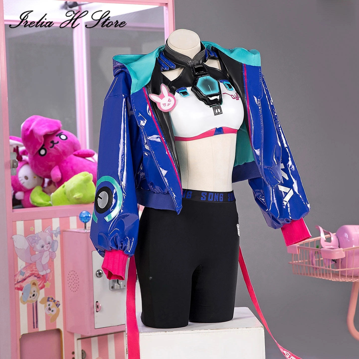 

Irelia H Store Anime OW Cosplay dva Cosplay Tokyo Official Valley Song Hana Costume Leather Top Pants Halloween Costumes Female