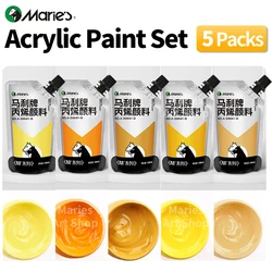 5pcs Marie's Yellow Colors Acrylic Paints Set,100ml/3.38oz Vibrant Drawing Pigments Kit for Models, ainting,Eggs for Artists