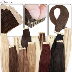 S-noilite Natural Hair Extensions 2.5g/pc Tape In Human Hair Adhesive Invisible Skin Weft Double Sides Glue In Hair Extensions