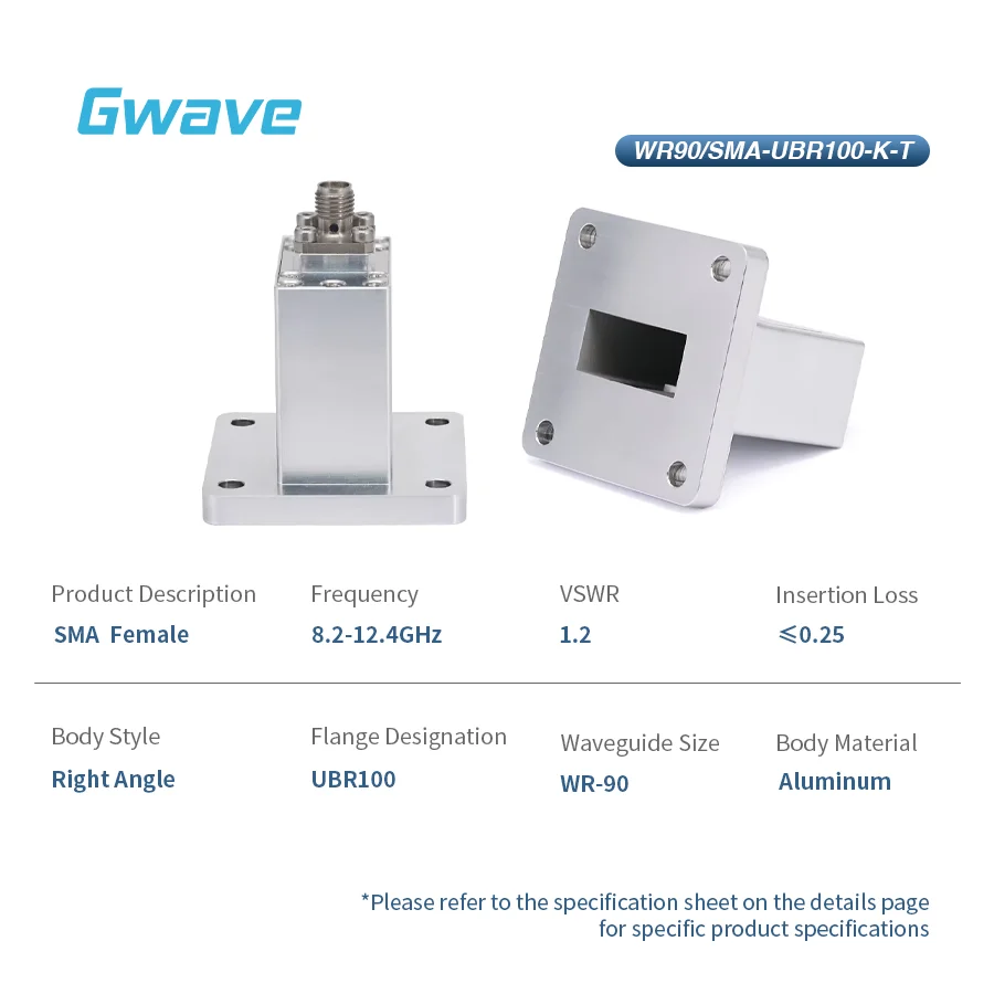 WR-90 to for SMA Female Straight Waveguide Coax Adapters with UBR100 Flange 8.2-12.4GHz Telecom Parts
