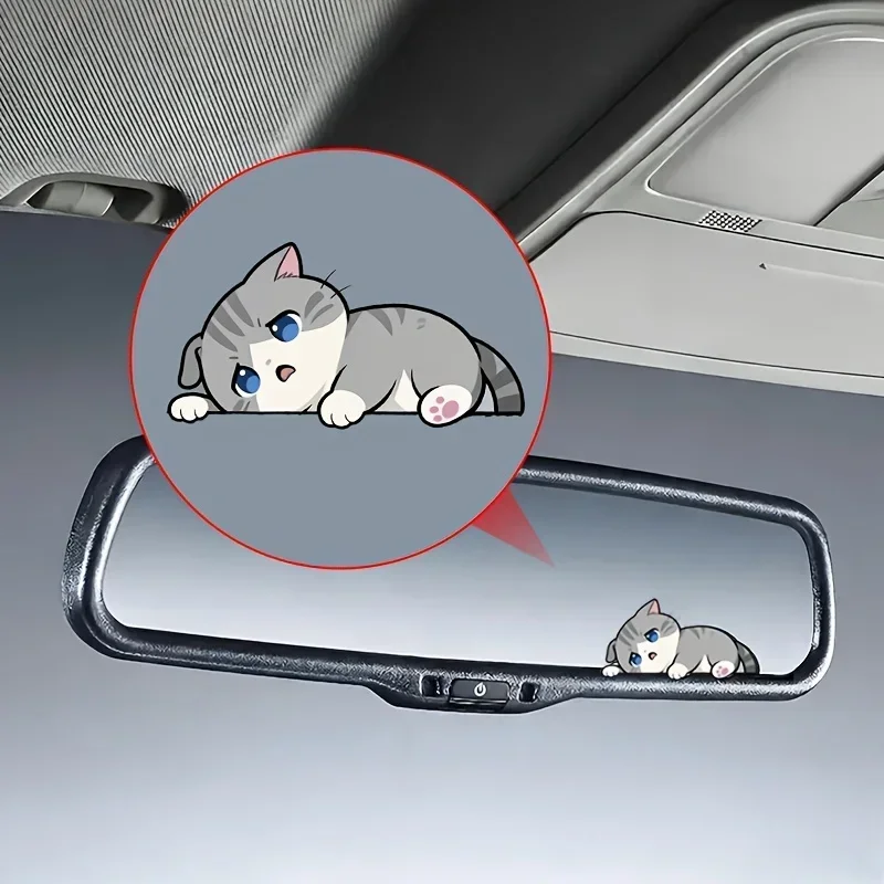 Cute Lying Cat Vinyl Decal Sticker, Waterproof Cartoon Stickers for Car Rearview Mirror Motorcycle Helmet Custom Styling Decor
