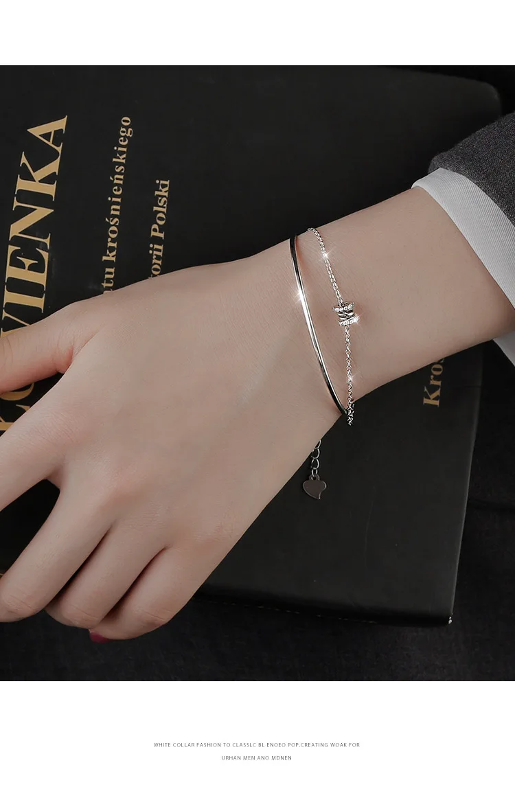 VENTFILLE Armband aus 925er-Sterlingsilber, doppeltes Liebesherz, hohle runde Perlen, Damenmode, romantischer Schmuck, klassisch, verstellbar – Detail 26