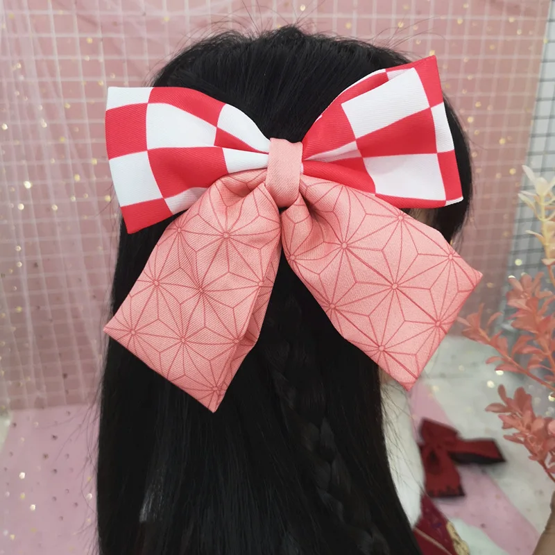 Anime Demon Slayer Cartoon Cosplay Bowknot Hair Ring Kawaii Fans Collection Hair Accessories
