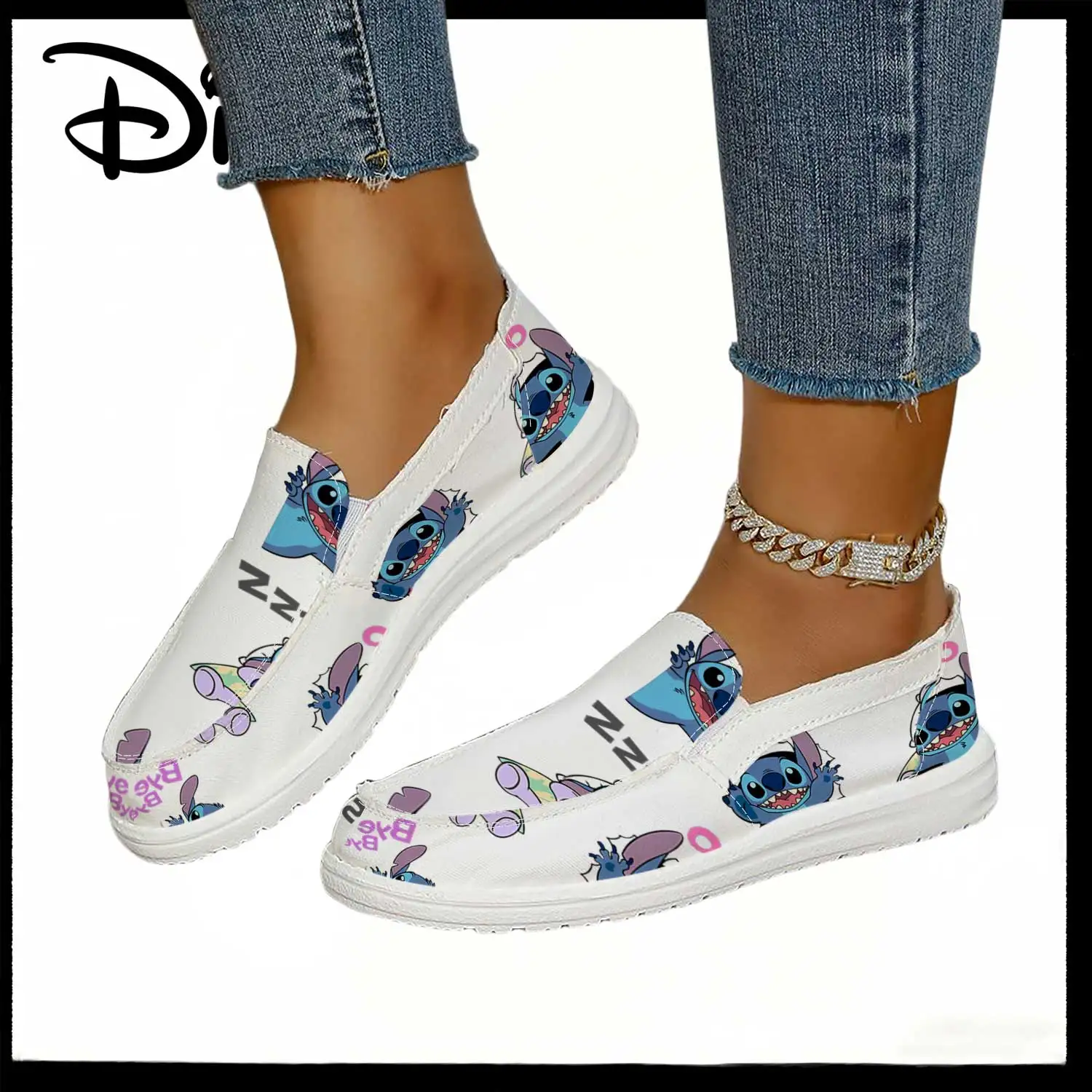 

Officially Licensed Disney Stitch Sleepy Print Slip-On Shoes for Women – Cute Cartoon Comfort Loafers