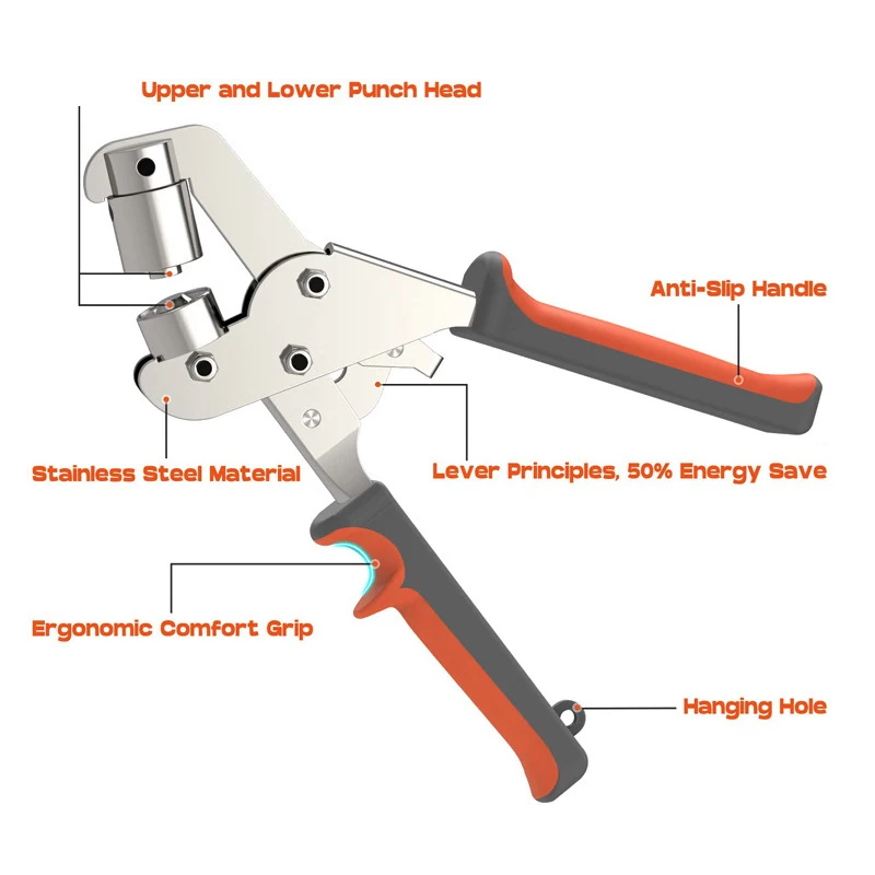 Portable Effortless Handheld Installation Eyelets Button Pliers Leather Rivet Buckle Stainless Steel Eyelets Hole Hand Tools