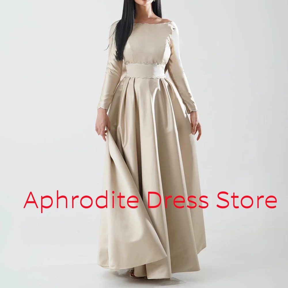 Customized Delicate Satin Crystal 3D Bow Evening Dress High Quality Backless Open Back Long Sleeves Bespoke Occasion Gowns