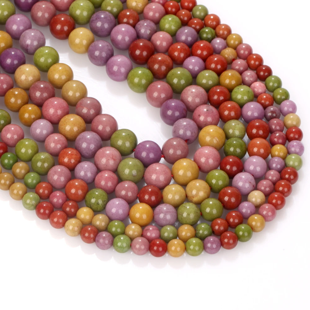 Natursteinperlen, 6/8/10 mm, mehrfarbig, Chalcedon, rund, lose Abstandsperlen für die Schmuckherstellung, DIY-Armbänder, Ohrringe, Zubehör